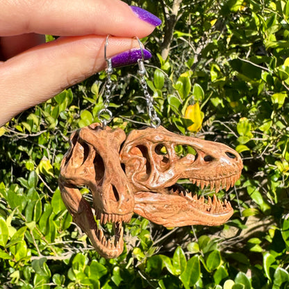 T-Rex Dinosaur Skull Earrings