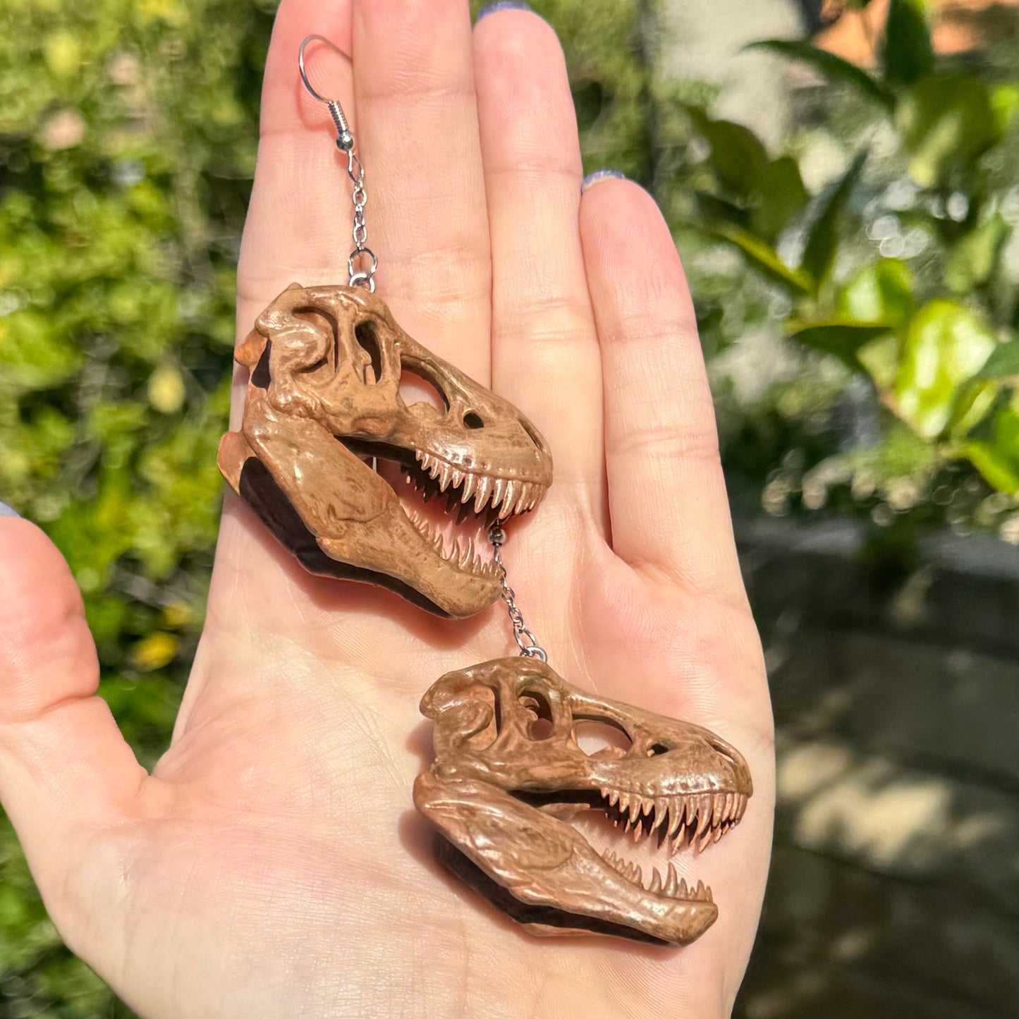 T-Rex Dinosaur Skull Earrings