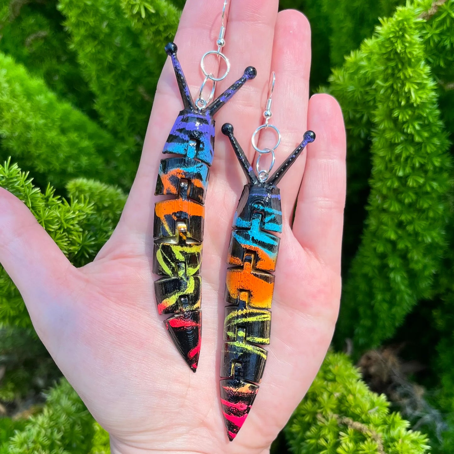 Neon Graffiti Slug Earrings