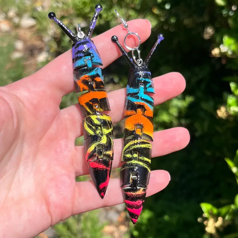 Neon Graffiti Slug Earrings