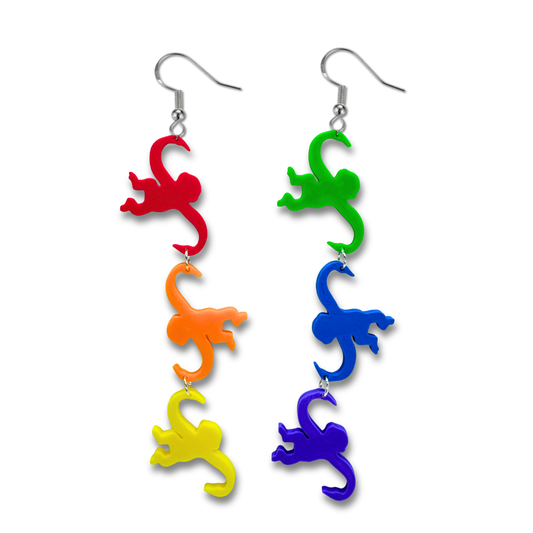 Rainbow Monkey Dangle Earrings