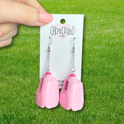Strawberry Milk Gallon Jug Earrings