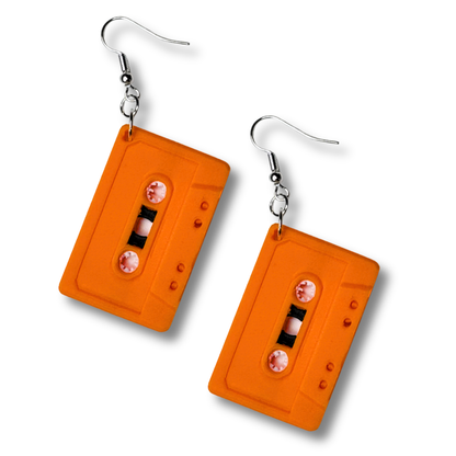 Nostalgic 90's Orange VHS Earrings