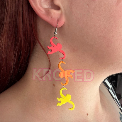Rainbow Monkey Dangle Earrings