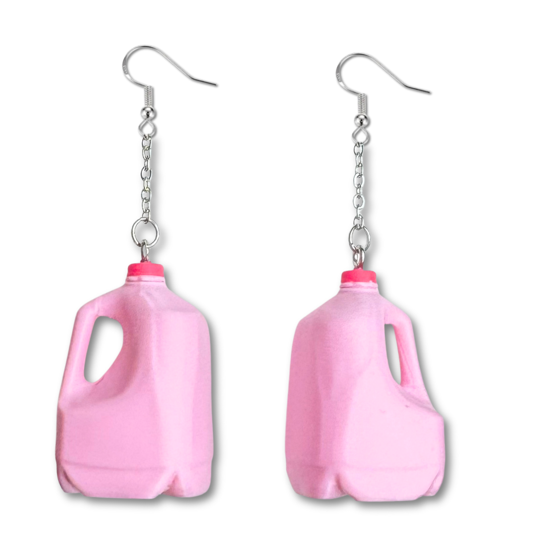 Strawberry Milk Gallon Jug Earrings
