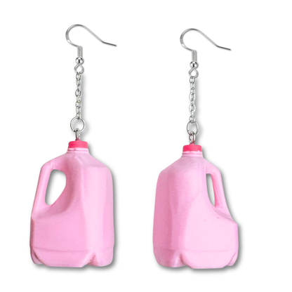 Strawberry Milk Gallon Jug Earrings