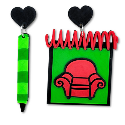 Notebook and Crayon Earrings