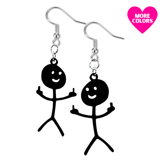 Middle Finger Stick Figure Earrings