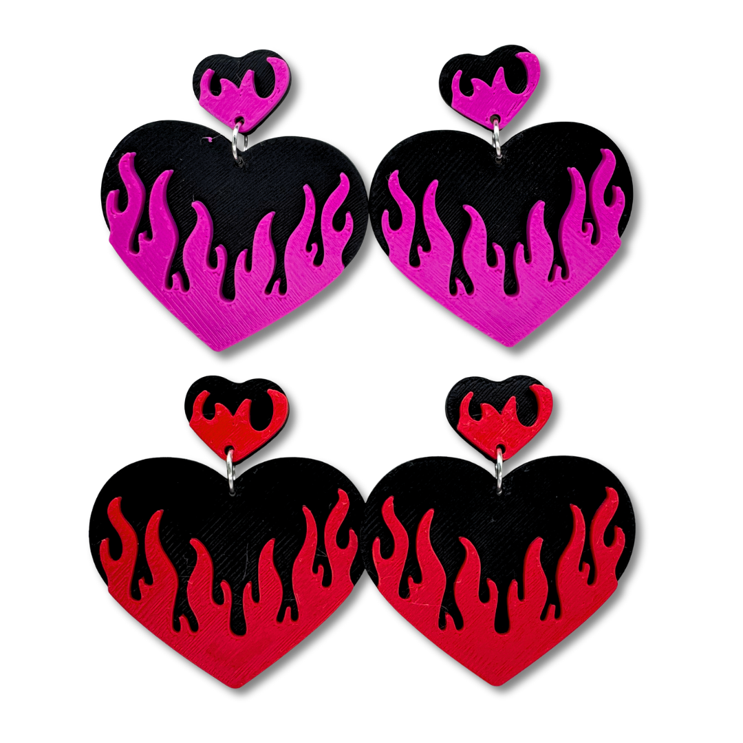 Flame Heart Stud Earrings