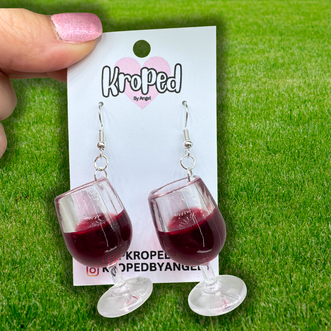 Red Wine Glass Earrings