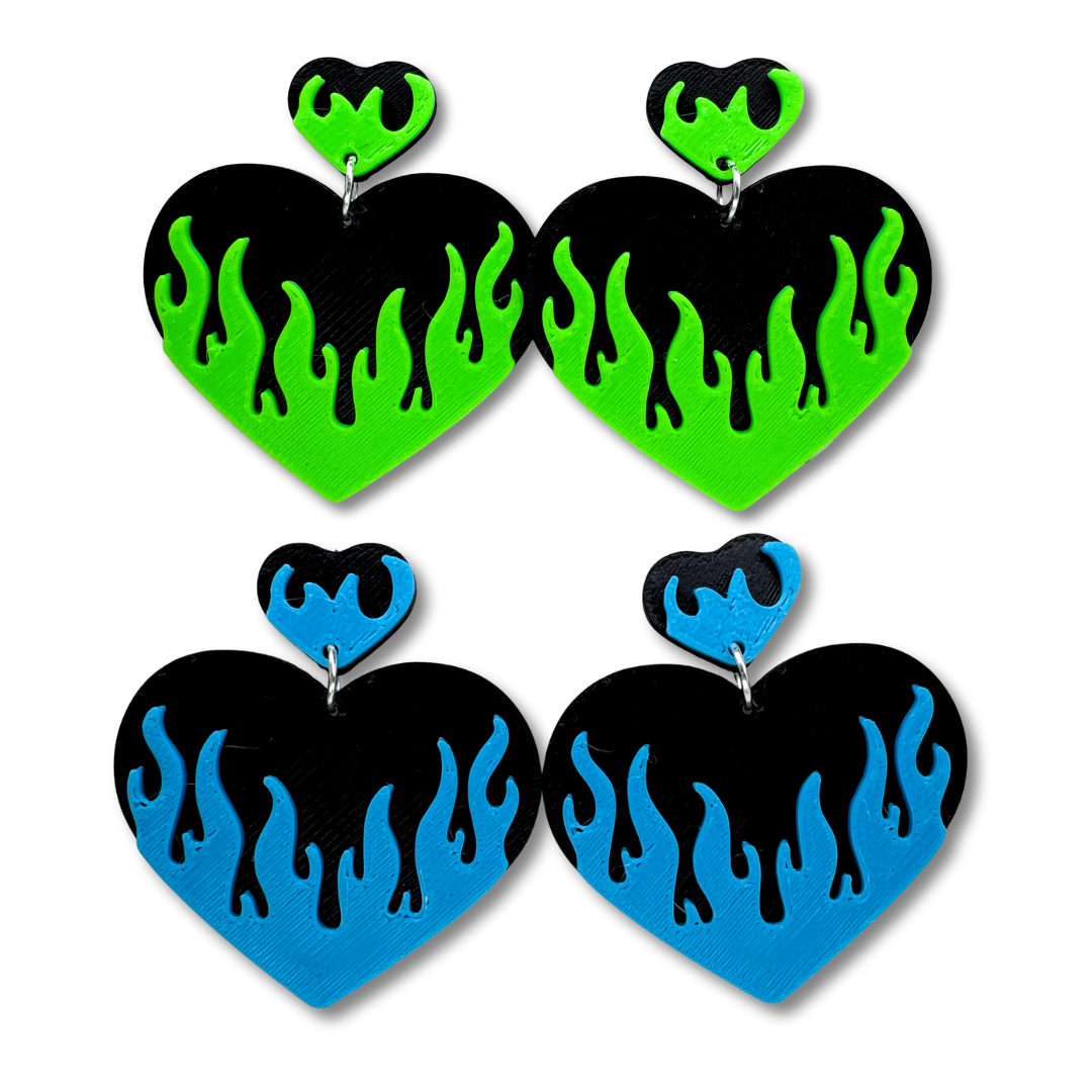 Flame Heart Stud Earrings