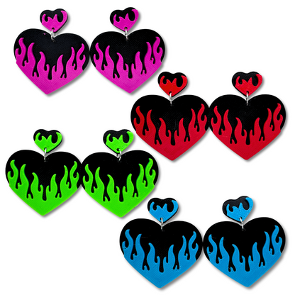 Flame Heart Stud Earrings