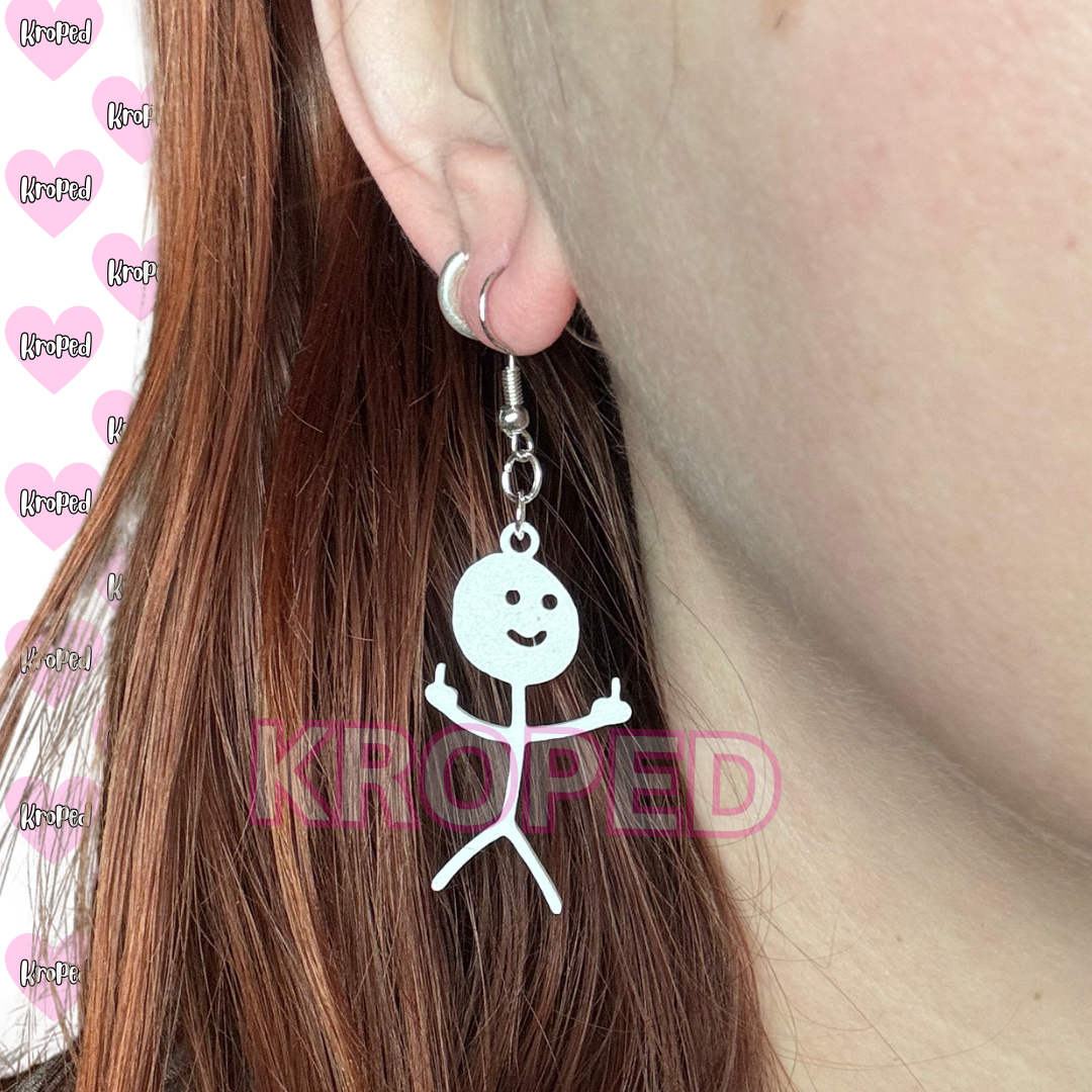Middle Finger Stick Figure Earrings