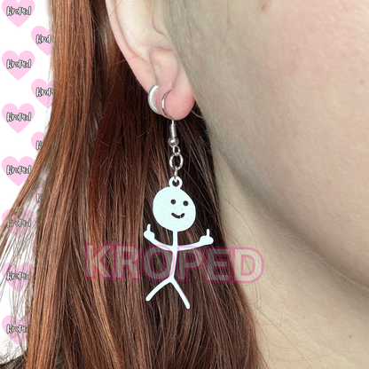 Middle Finger Stick Figure Earrings