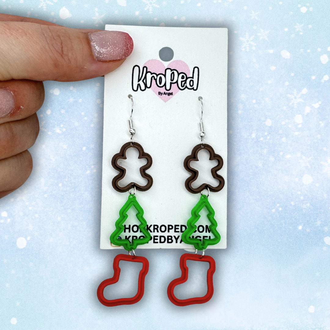 Christmas Cookie Cutter Dangle Earrings