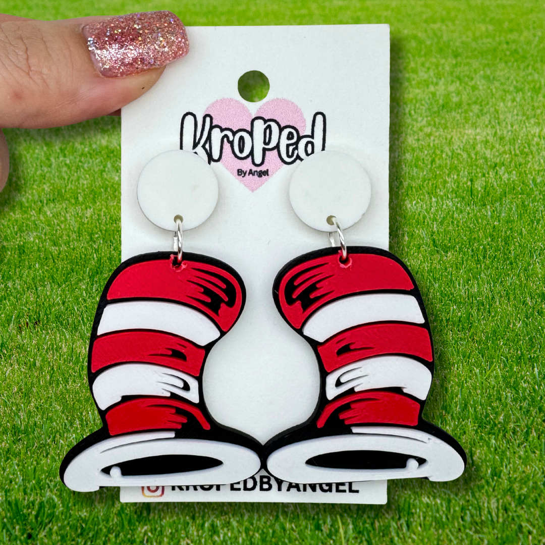 Striped Hat Earrings