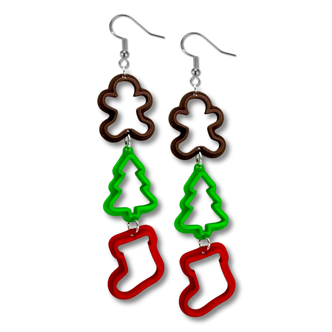 Christmas Cookie Cutter Dangle Earrings