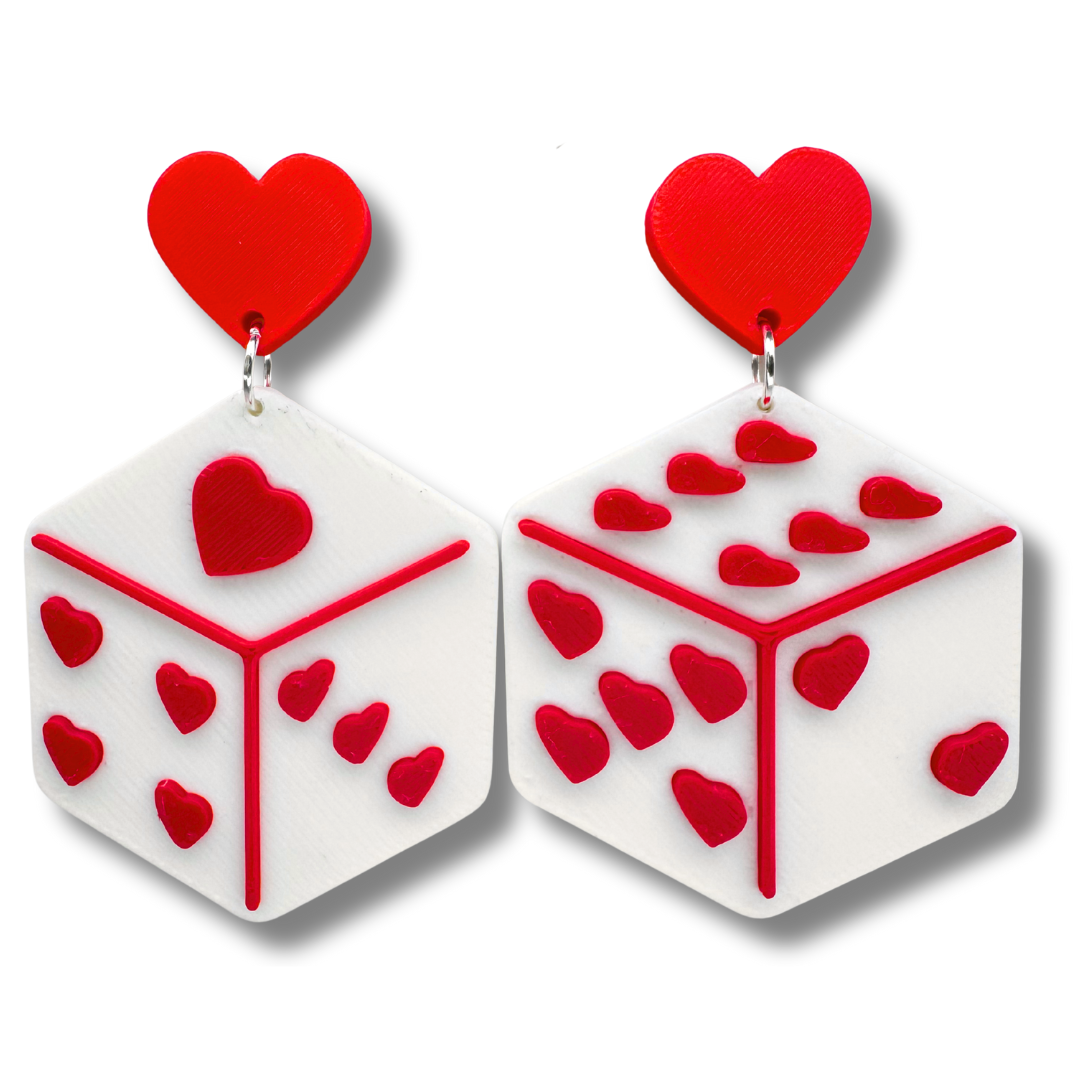 Heart Dice Stud Earrings