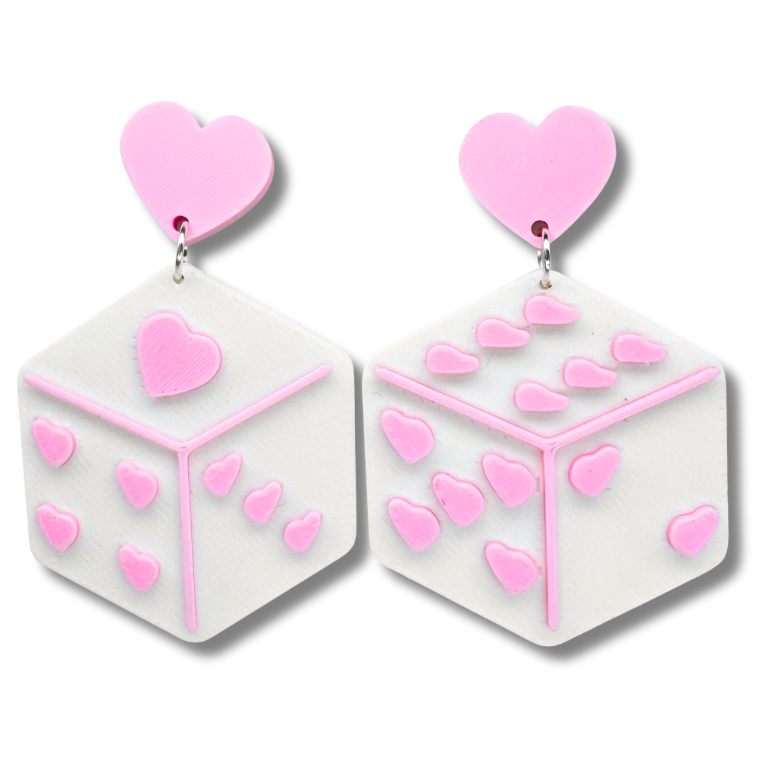Heart Dice Stud Earrings