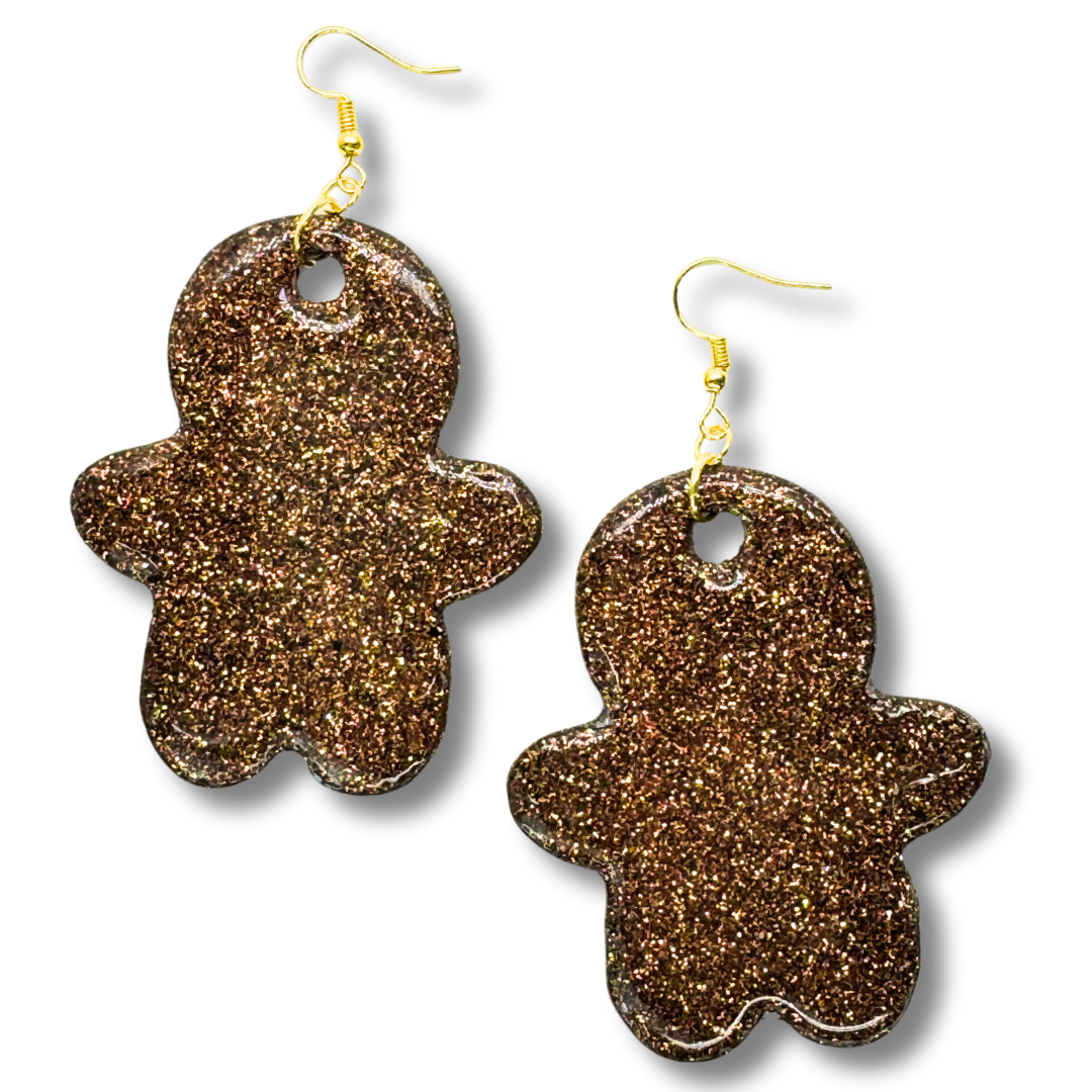 Glitter Gingerbread Man Earrings