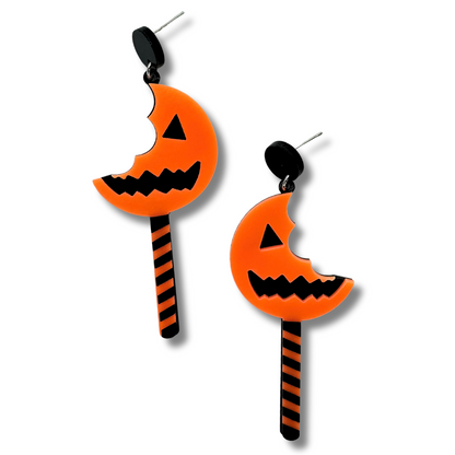 Orange Pumpkin Lollipop Earrings