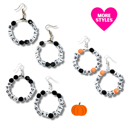 Halloween Beaded Hoop Earrings