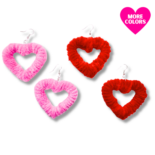 Fuzzy Heart Earrings