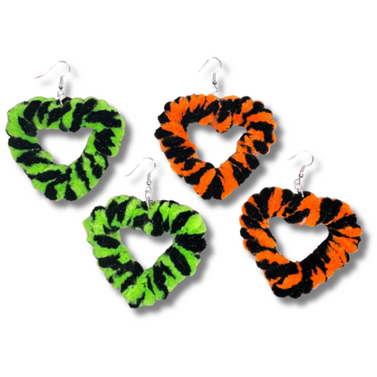 Halloween Fuzzy Heart Earrings