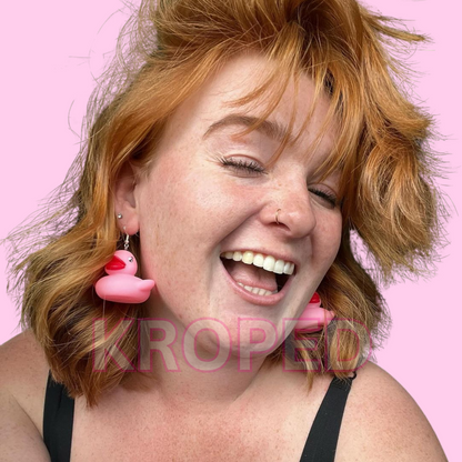 Pink Rubber Duck Earrings