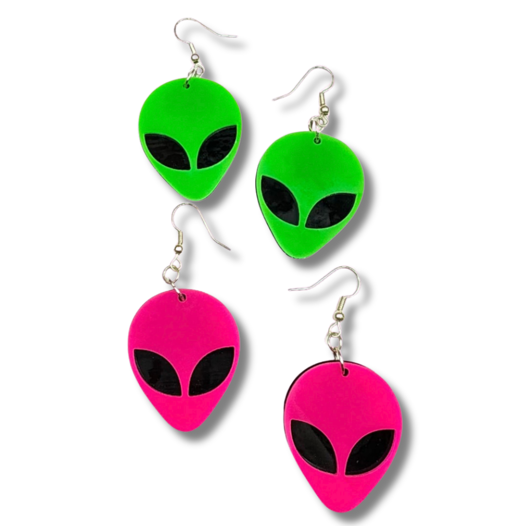 Neon Alien Earrings