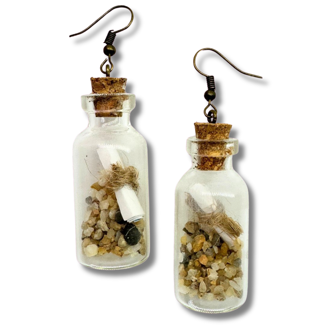 Beached Message in a Bottle Earrings