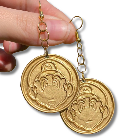 Gold Mario Coin Earrings