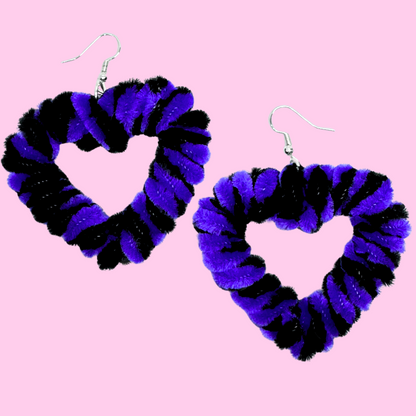 Halloween Fuzzy Heart Earrings