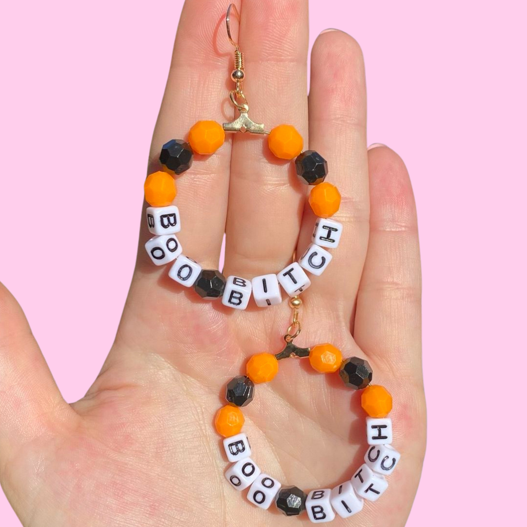 Halloween Beaded Hoop Earrings