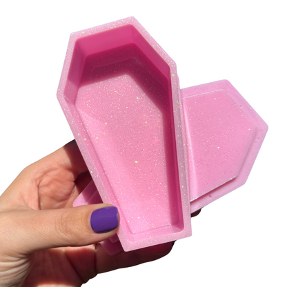 Pink Glitter Coffin Trinket Box