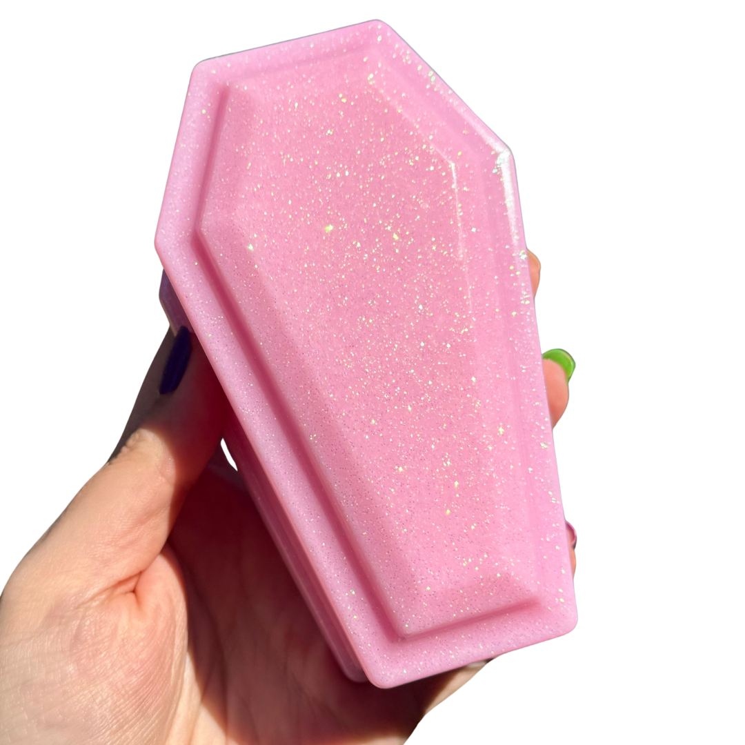 Pink Glitter Coffin Trinket Box