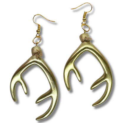 Gold Antler Earrings