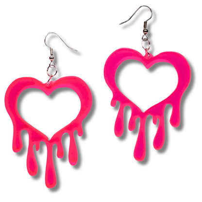 Neon Heart Drip Earrings