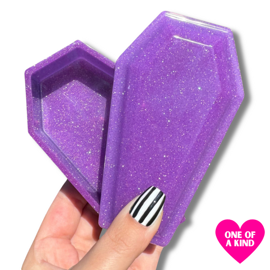 Purple Glitter Coffin Trinket Box