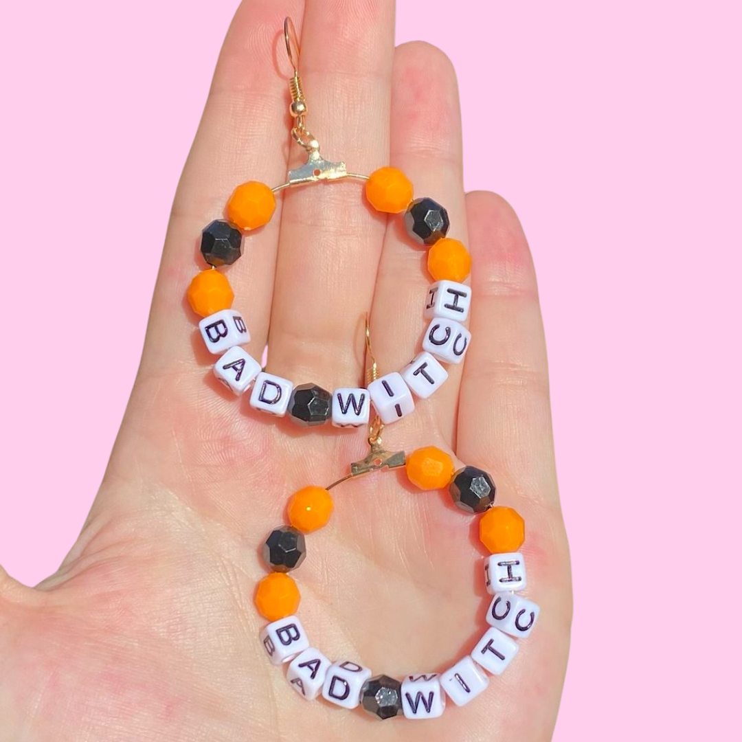 Halloween Beaded Hoop Earrings