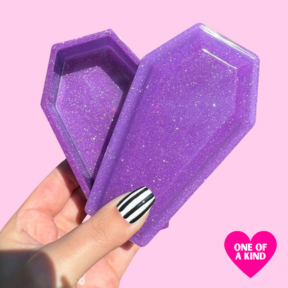 Purple Glitter Coffin Trinket Box