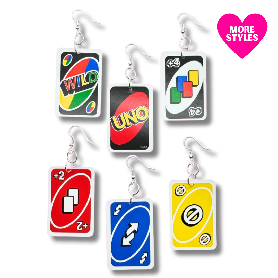 Uno Card Earrings