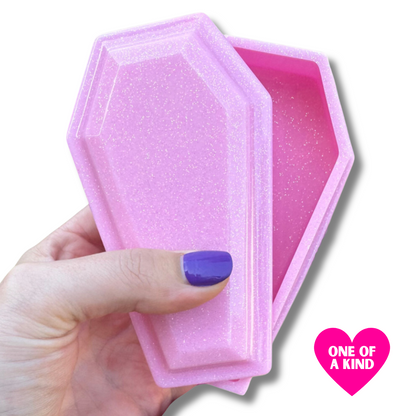 Pink Glitter Coffin Trinket Box