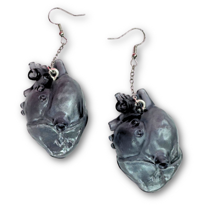 Black Anatomical Heart Earrings