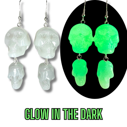 Double Skull Glow Earrings