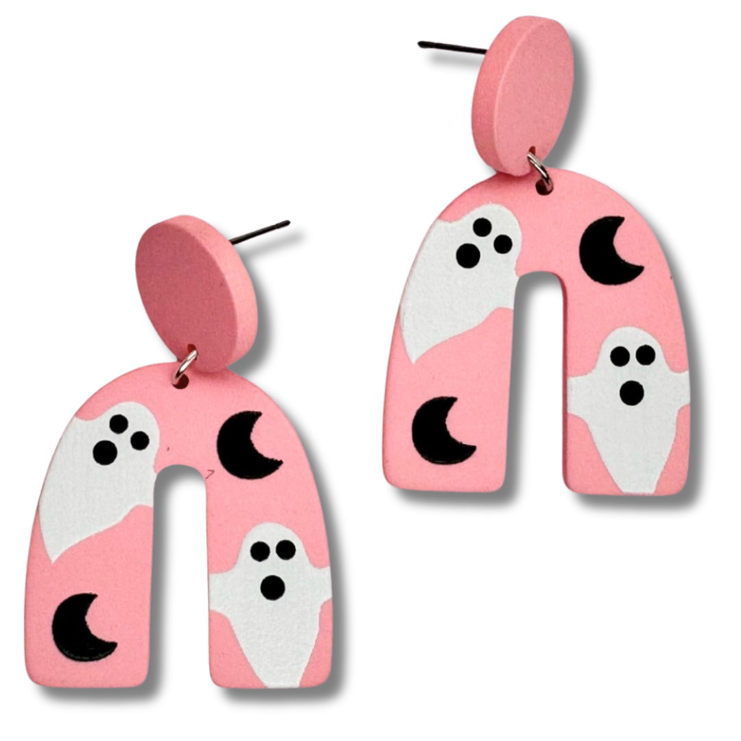 Pink Ghost Stud Earrings