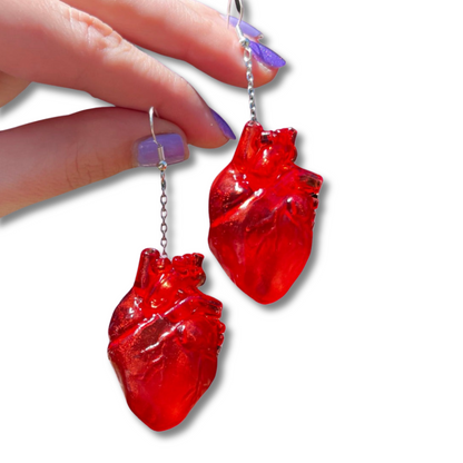 Red Anatomical Heart Earrings