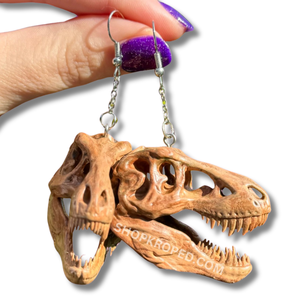 T-Rex Dinosaur Skull Earrings