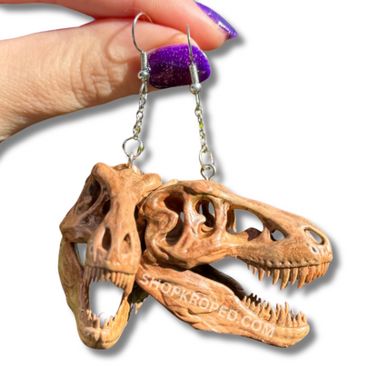 T-Rex Dinosaur Skull Earrings