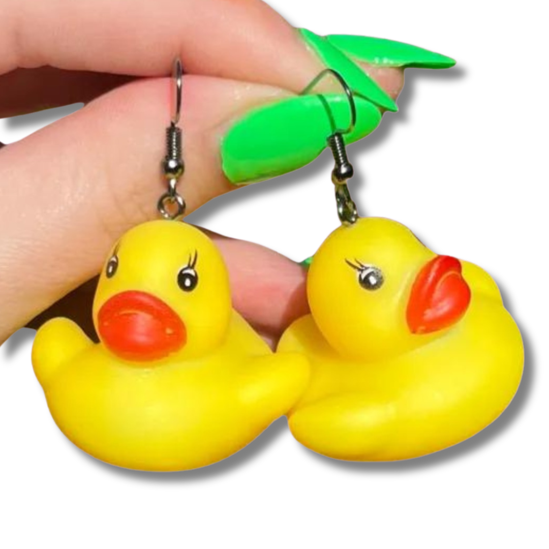 Yellow Rubber Duck Toy Earrings